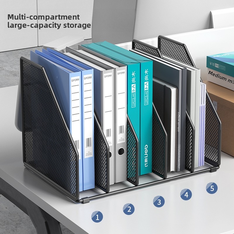Desktop Filing Tray - 5-Fach-Metallnetz-Aktenhalter, Vertikaler Desktop-Zeitschriftenhalter für A4-Ordner, für
