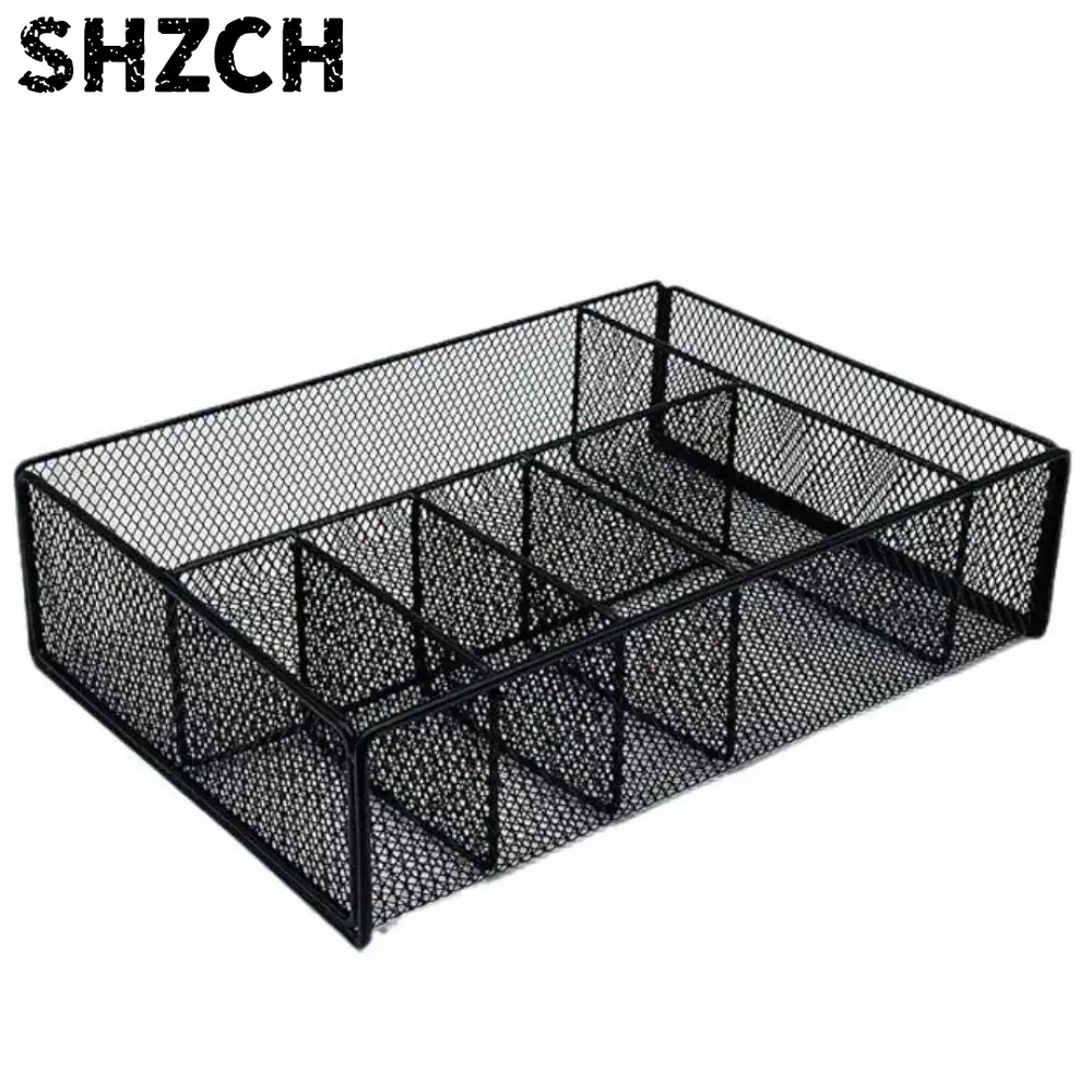 Paper Basket Mesh - Schwarzer Metall-Aufbewahrungskorb mit Netzstruktur, Multifunktionaler Pappteller-Organizer