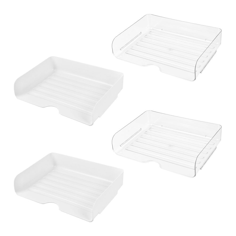 Desktop Filing Tray - 4 Stück Transparente Stapelbare Schreibtisch-Organizer-Ablagen für